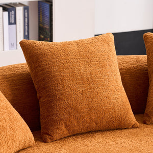 English Elm LY-025S Curved Loveseat Compact 65" Space-Saving Chenille Upholstery, 30D Foam+Spring Comfort Orange W2231P261292