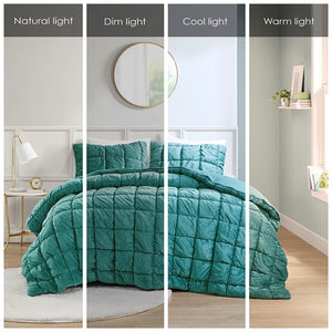 English Elm Full/Queen Plush Velvet Comforter Set with Box Quilting & Down Alternative Fill for Cozy Bedrooms Teal 22.05 L x 19.68 W x 14.57 H B035P203241