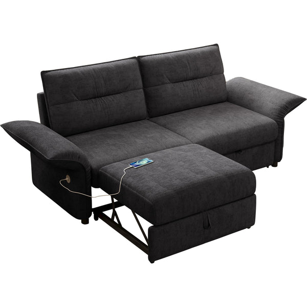 English Elm This Fleece Convertible Sleeper Sofa Unfolds Into a Full Bed for Guest Rooms Grey W3820S00040
