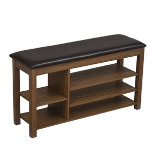 English Elm A Height-Adjustable Shoe-Changing Bench In Natural Rubberwood With Storage & Cushioned Seat W487P289973