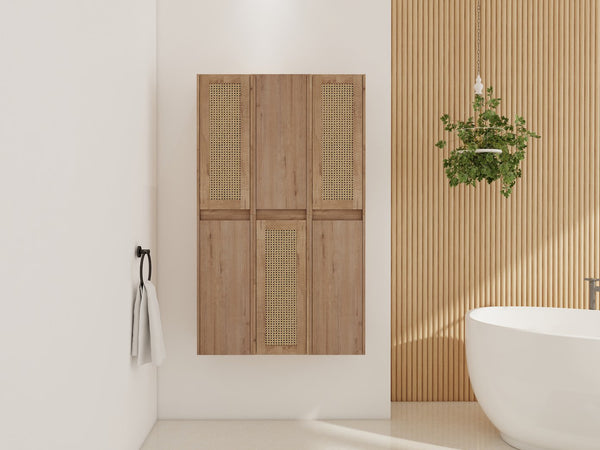 English Elm 36" Bathroom Side Cabinet - Wall-Mounted Floating Design With Soft-Close Doors & Versatile Storage W999S00341