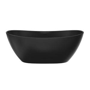 English Elm 65 Inch Freestanding Soaking Tub Solid Surface Matte White Spa Ergonomic Bath W1613P358130
