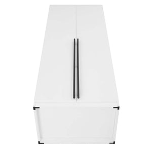 English Elm Lee 32" Wardrobe Closet White — Tall Slim Storage with 3 Shelves, 2 Soft-Close Drawers & Snap Assembly B365S00129