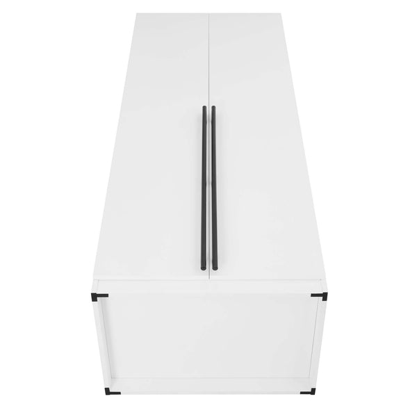 English Elm Lee 32" Wardrobe Closet White — Tall Slim Storage with 3 Shelves, 2 Soft-Close Drawers & Snap Assembly B365S00129