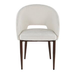 English Elm Chair Set of Two with Tapered Walnut Metal Legs and Off-white Upholstered Seats B202S02112