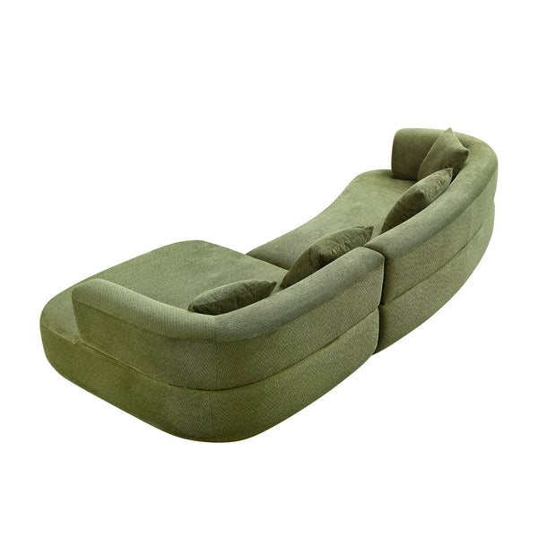 English Elm 110.63 Inch Quilted Polyester Curved Sectional Four Seat Modular Sofa for Living Room W2582S00186