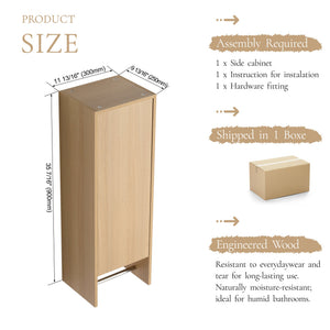 English Elm 12 Inch Wall Mounted Oak Storage Cabinet Soft Close Door for Bathroom or Study W1972P457945