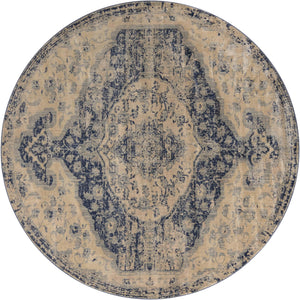 Unique Loom Asheville Tanglewood Machine Made Medallion Rug Blue, Light Blue/Navy Blue/Beige 8' 0" x 8' 0"