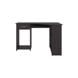 English Elm Jasper Dark Kronos Wengue Corner Desk — L-Shaped Space-Saving Design with Dual Open Shelves for Home Office, Gaming and Study B070P378353