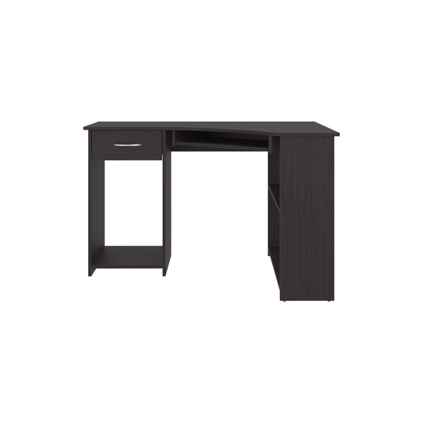 English Elm Jasper Dark Kronos Wengue Corner Desk — L-Shaped Space-Saving Design with Dual Open Shelves for Home Office, Gaming and Study B070P378353