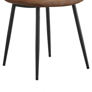 English Elm Table 5-Piece Modern Minimalist Dining Set With 42-Inch Round Walnut Top & Brown Techno-Fabric Chairs W1151S04090-GIGA