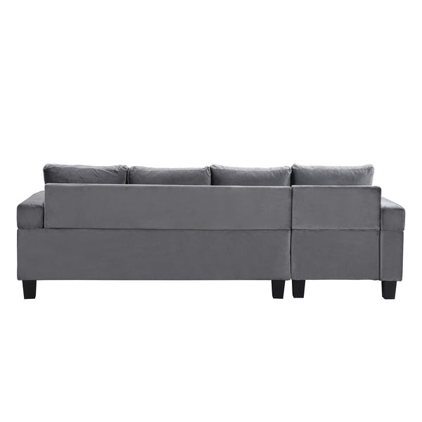 English Elm Sectional PU Sofa Set with L-Chaise, Built-In Cup Holders, Thick Foam Cushions, Modern 4-Seater Comfort Grey 60.62 L x 29.52 W x 13.78 H W2297S00017