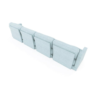 English Elm Four-Seater Chenille Sofa In Sky Blue - Ergonomic Design, Solid Wood Frame, Perfect For Lounges & Hotels W714S01210