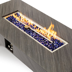 English Elm 54_inch Iron Fire Pit Table Stone Finish with Stainless Burner, Propane Powered, Spacious Patio Centerpiece Black W3131P277181