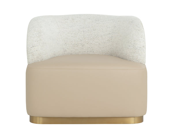 Sunpan Brinda Swivel Lounge Chair - Elegant Mid-century Design With Gold Stainless Steel Accents Cream Fabric ,Faux Leather 111446