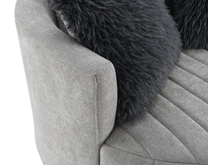 English Elm Light Hoople Channel Tufted Swivel Chair with Curved Back 360° Rotation Stylish Accent Seating Light Gray 45 L x 43 W x 26 H B2741P400833