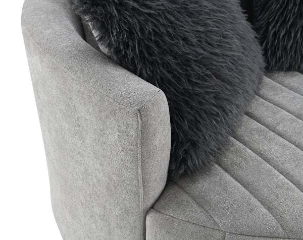 English Elm Light Hoople Channel Tufted Swivel Chair with Curved Back 360° Rotation Stylish Accent Seating Light Gray 45 L x 43 W x 26 H B2741P400833