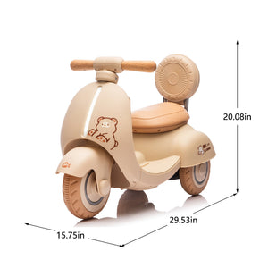 English Elm 12v Kids Electric Tricycle Toddler Ride on Scooter Wooden Handle Parental Remote Control Beige W1578P381432