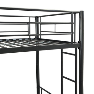 English Elm Twin Twin Over Twin Metal Bunk Bed with Trundle Black - Space-Saving, Sturdy Steel Frame, Quiet Stairs W2297P293753