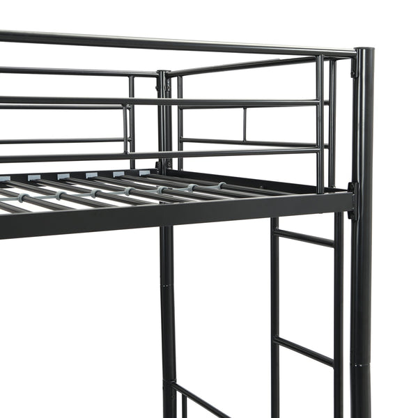 English Elm Twin Twin Over Twin Metal Bunk Bed with Trundle Black - Space-Saving, Sturdy Steel Frame, Quiet Stairs W2297P293753