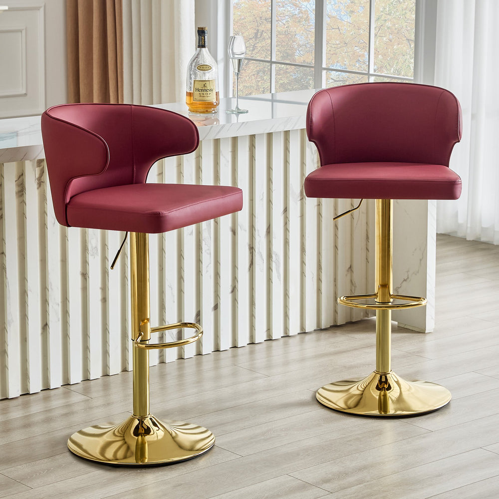 English Elm Modern Pu Leather Swivel Barstools with High Back Ergonomic Seat for Kitchen Island W2920P419843