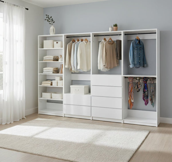 English Elm Prosper Freestanding Walk-In Wood Closet System - Stylish, Durable Storage For Modern Spaces Today! B040S00148-GIGA