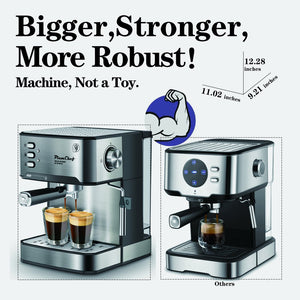 English Elm 20 Bar Stainless Steel Espresso Machine with Steam Wand for Home Barista Brewing W1002P292437