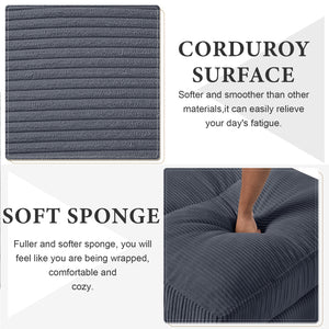 English Elm Modern corduroy modular sectional sofa U‑ or L‑shape convertible oversized seating with storage pockets adjustable headrests Grey W2121S00008