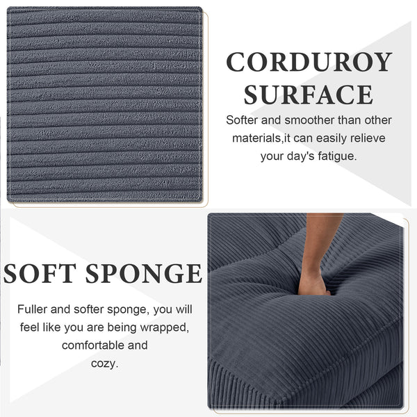 English Elm Modern corduroy modular sectional sofa U‑ or L‑shape convertible oversized seating with storage pockets adjustable headrests Grey W2121S00008