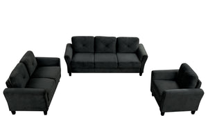 English Elm Couch Luxurious Black Velvet Sectional Set 1+2+3 - Modern Comfort For Stylish Living Spaces! W2121S00011