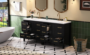 English Elm 72'' Elegant Bathroom Vanity Set With Resin Sink, Solid Wood Frame, Ample Storage & Soft-Close Doors N710SS00012B