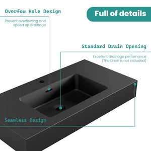 English Elm Bb02-36-101, Seamless Solid Surface Basin Glossy White Integrated Vanity Top for Bathrooms W1865107124