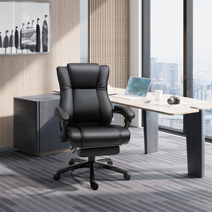 English Elm Vinsetto Executive High Back Office Chair - Pu Leather, Adjustable Height, Footrest & 360° Mobility W2225P217517-GIGA
