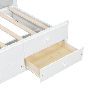 English Elm Daybed Twin Frame with Pull Out Trundle and Three Storage Drawers for Kids Rooms White LP100241AAK