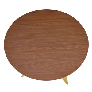 English Elm 37inch Round Walnut Dining Table Polished Golden Steel Legs Seats Four Modern Kitchen W3357P395498