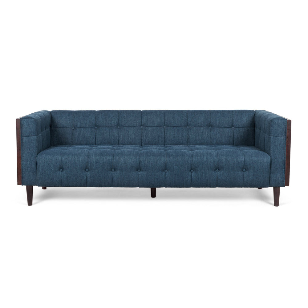 English Elm Christopher Knight Home® - 3-Seater Sofa - Stylish Navy Blue Upholstered Mid-Century Design With Button-Tufted Comfort & Durability 69871.00A_69871.00B