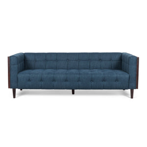English Elm Christopher Knight Home® - 3-Seater Sofa - Stylish Navy Blue Upholstered Mid-Century Design With Button-Tufted Comfort & Durability 69871.00A_69871.00B