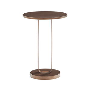 English Elm Tareel Sculptural Antique Bronze Round Accent Table with Open Oval Pedestal, 15.75" Top, Versatile B050P364436