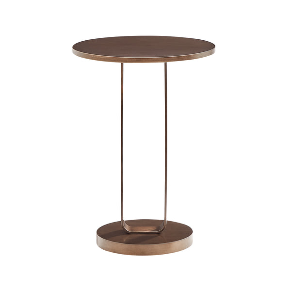 English Elm Tareel Sculptural Antique Bronze Round Accent Table with Open Oval Pedestal, 15.75" Top, Versatile B050P364436