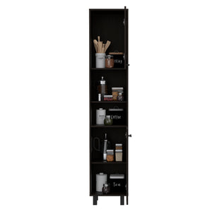 English Elm Hobart Tall Kitchen Pantry Cabinet with Four Legs, Three Interior Shelves, Two Shelves, Two Doors Black 83.9 L x 20.5 W x 5 H B07091870