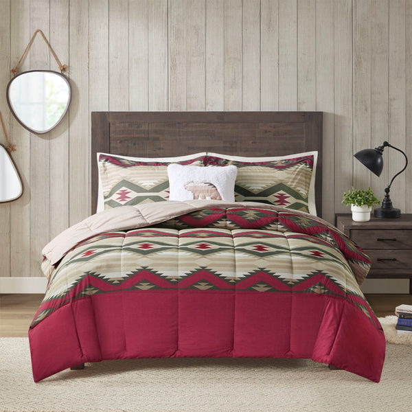 English Elm King Southwest-Inspired Comforter Set With Sherpa Pillow - Cozy Lodge Style For Year-Round Comfort B035P148496