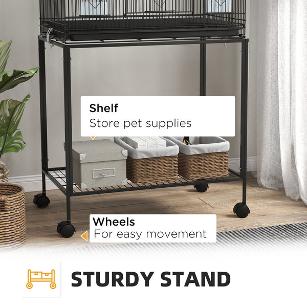 English Elm Pawhut Stackable Two Level Steel Bird Cage with Rolling Stand Perches Swing Ladder W2225P173758