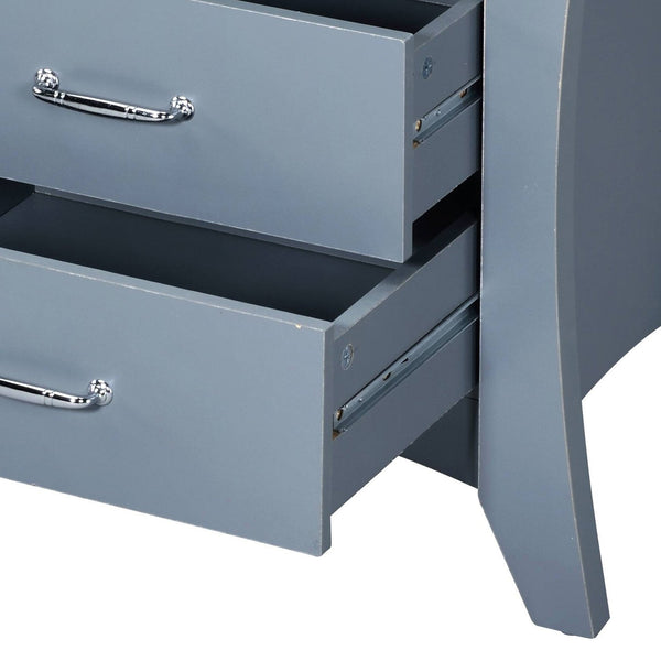 English Elm Colt Gray Finish Accent Table with 2 Drawers & Open Shelf, Tapered Legs, Wooden Case-Frame, 40lb Top B2726P272978