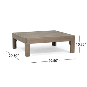 English Elm Brava Acacia Hardwood Outdoor Bistro Set with Cross-back Chairs and Square Coffee Table 64491-64492.00WHI-64496.00GRY