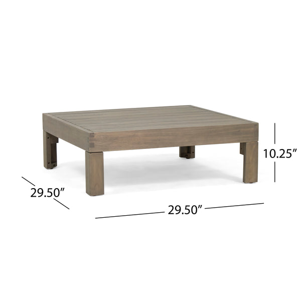 English Elm Brava Acacia Hardwood Outdoor Bistro Set with Cross-back Chairs and Square Coffee Table 64491-64492.00WHI-64496.00GRY