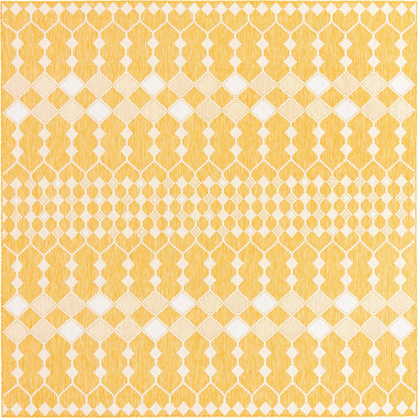 Unique Loom Outdoor Trellis Traliccio Machine Made Trellis Rug Yellow, Ivory 10' 0" x 10' 0"