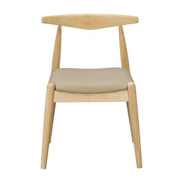 English Elm [video] 5-piece Mid-century Dining Set Rubberwood Frame Faux Leather Chairs Kitchen N759S006011E