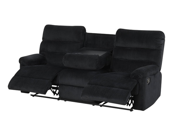 English Elm Lucie Velvet Corded Reclining Sofa with Console and Cup Holders for Living Room B078P473035