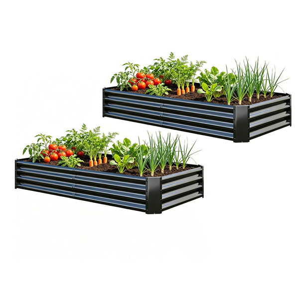 English Elm 2pcs Galvanized Steel Raised Garden Beds Rust Resistant Outdoor Planter Set Black W840P478536