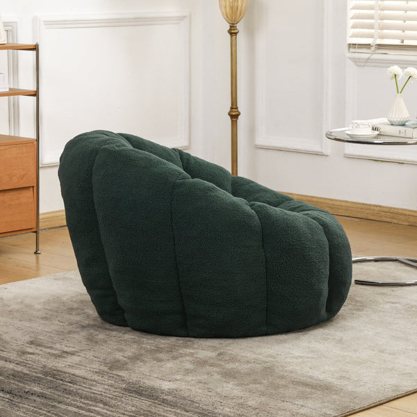 English Elm Bean Bag Lounge Chair Faux Fur Memory Foam Armrests Ergonomic Seat for Adults Green W2200P239874